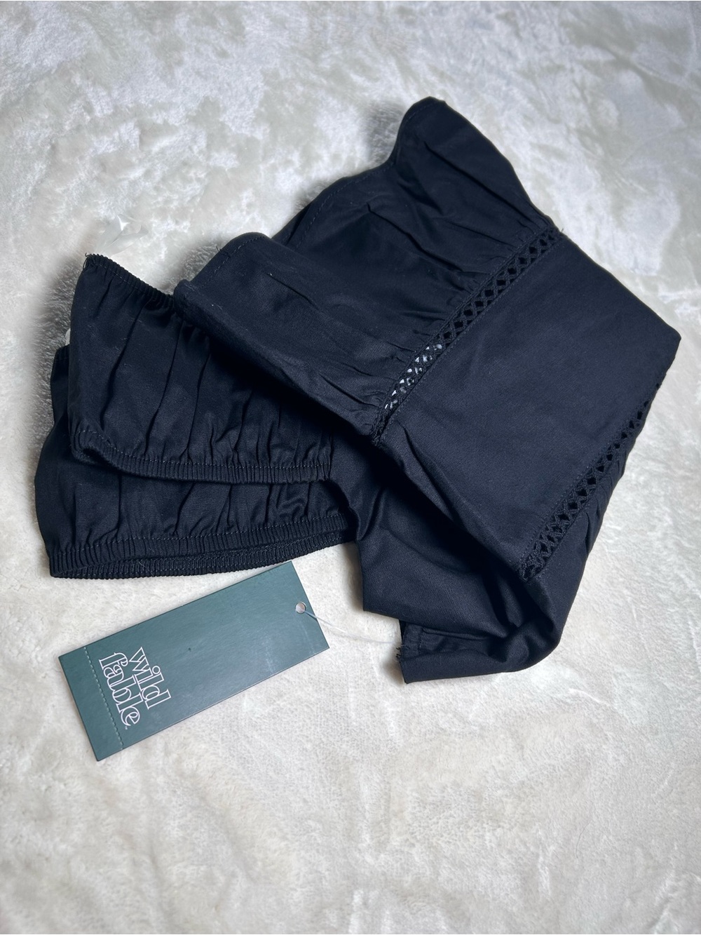 NWT Women’s Black Poplin Peplum Tank Top - Cap Sleeves - Wild Fable - Festival - Picture 9 of 10
